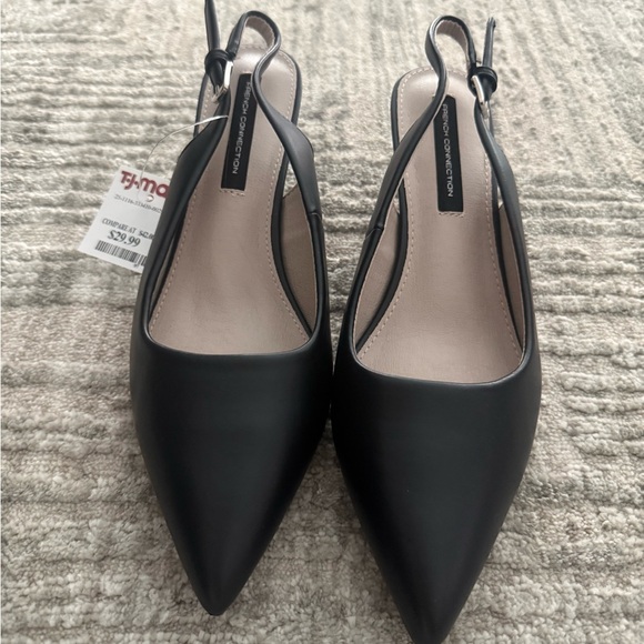 French Connection Black Slingback Kitten Heels - Picture 2 of 4